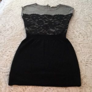 Short sleeve lace sweater dress